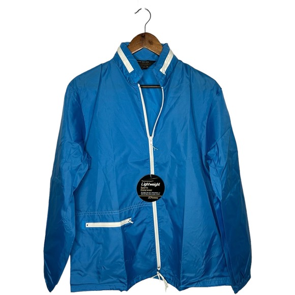 JCPenny Towncraft mens medium turquoise nylon windbreaker jacket new - Picture 1 of 3